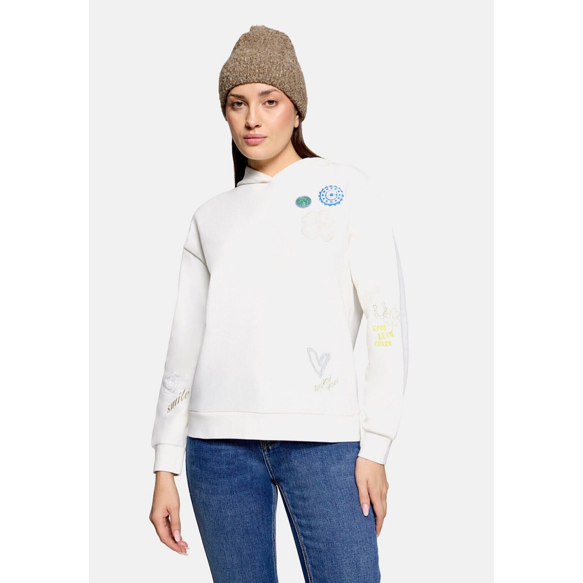 Bonnet en maille à teneur en fil fantaisie light camel melange, CARTOON