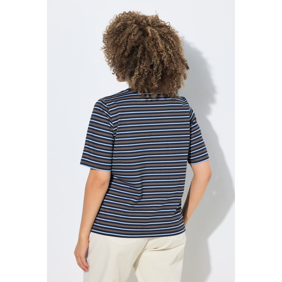 T-shirt rayé, coupe Classic Fit marine, ULLA POPKEN