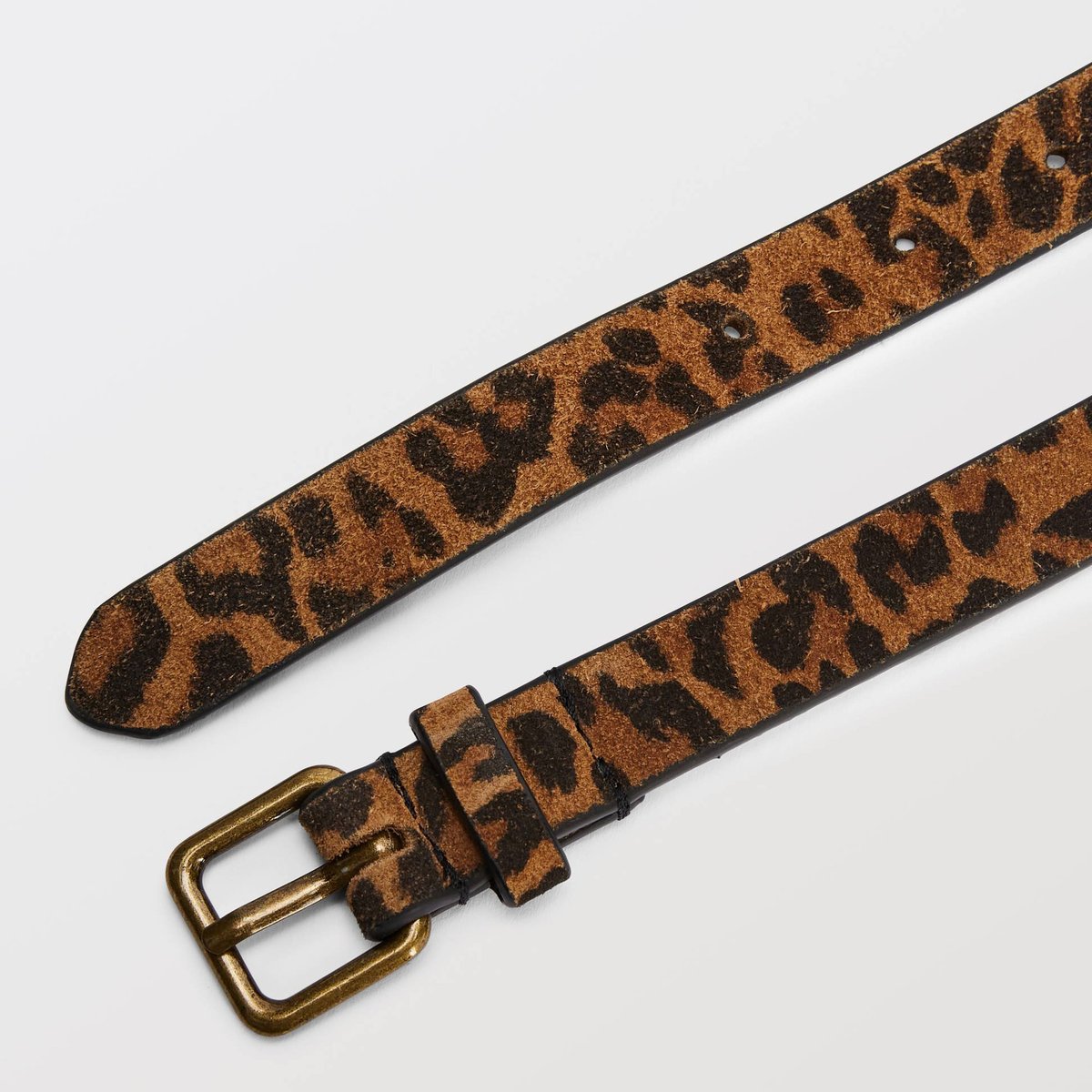 Ceinture imprimé léopard 2 cm en cuir brun, MONOPRIX