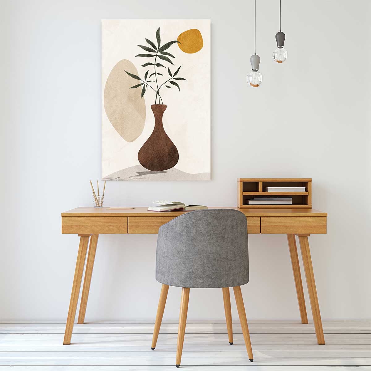Tableau abstrait  pousse boho toile imprimée, HEXOA