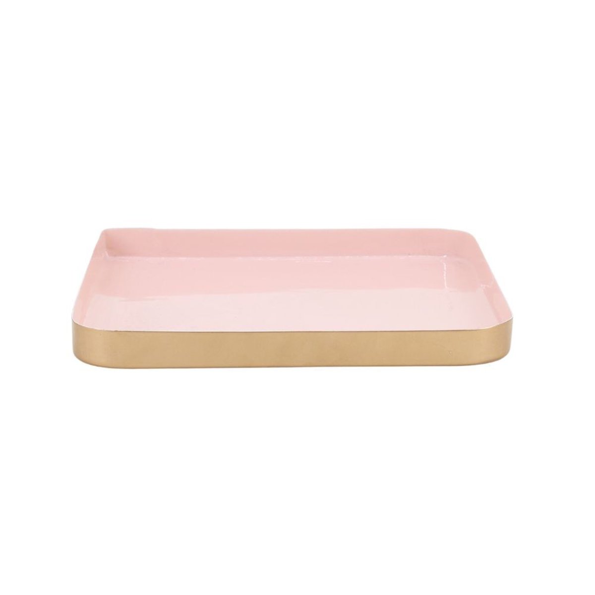 Plateau carré en métal rose 25x25cm rose, ORNAMI