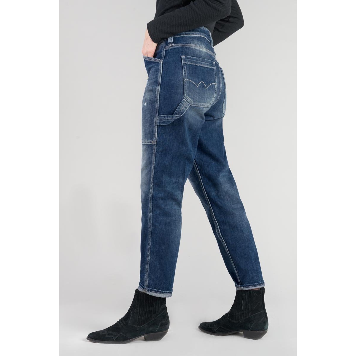 Jeans loose, large 400/60 girlfriend , 7/8ème blue, LE TEMPS DES CERISES