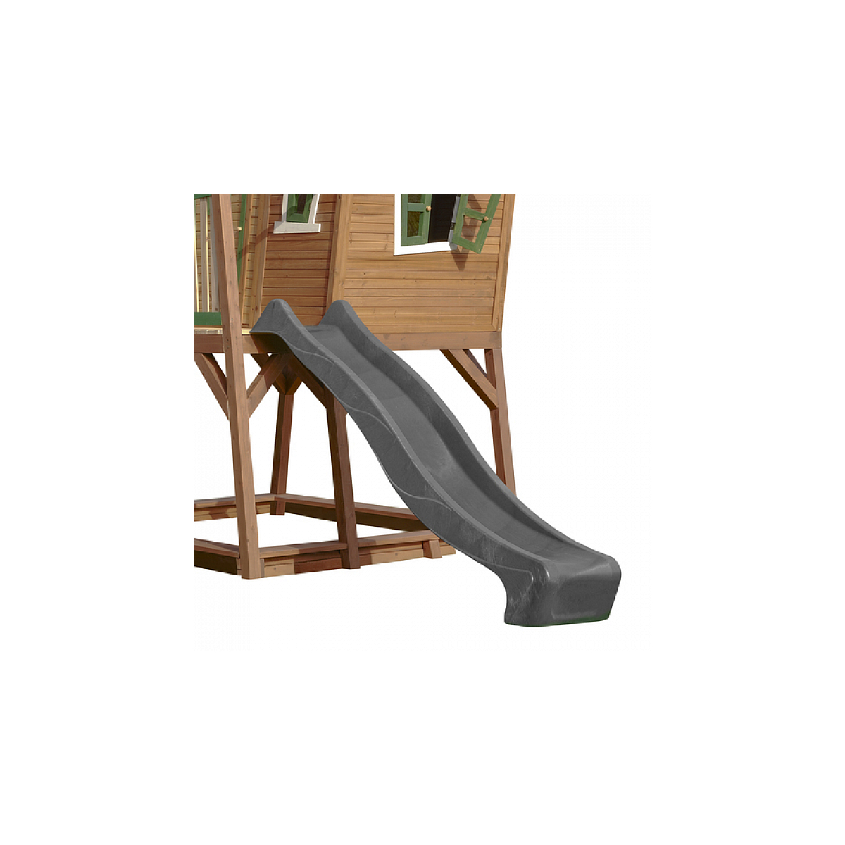 AXI Crooked Max Maisonnette Marron vert Toboggan Gris couleur unique, AXI HOUSE