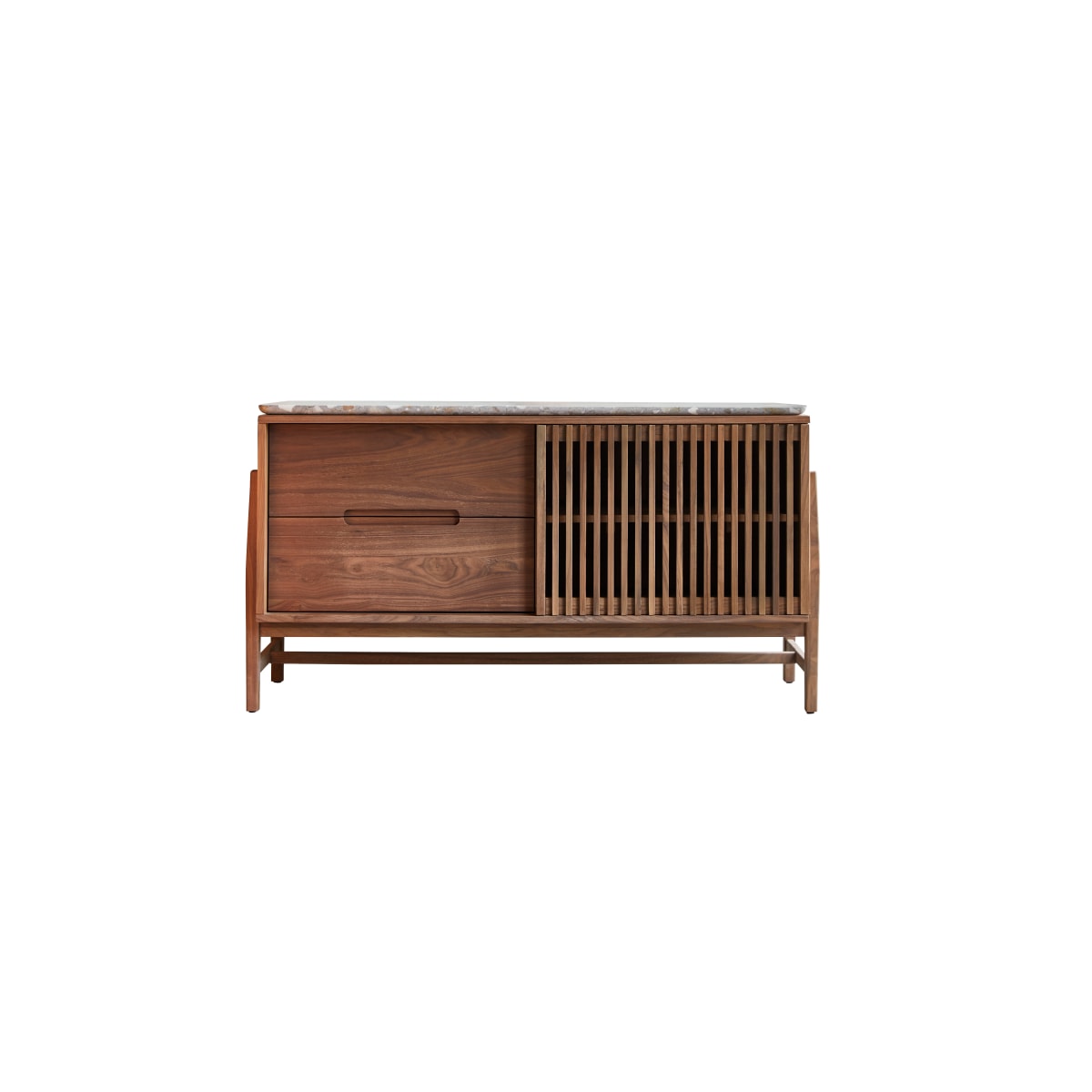 Buffet bas en Noyer massif, ISAURE marron, TIKAMOON