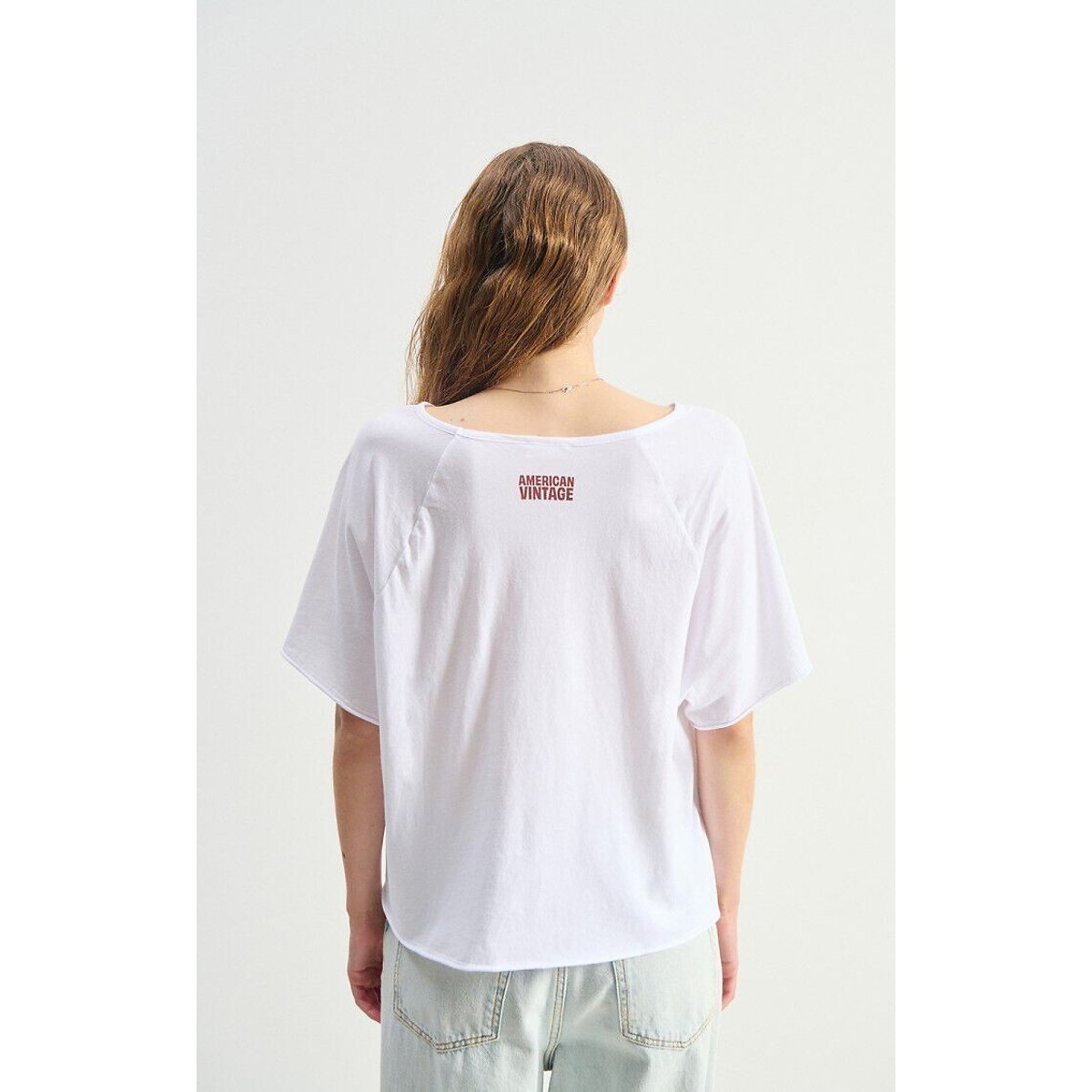 Apoly Boat Neck T-Shirt with Short Sleeves white, AMERICAN VINTAGE