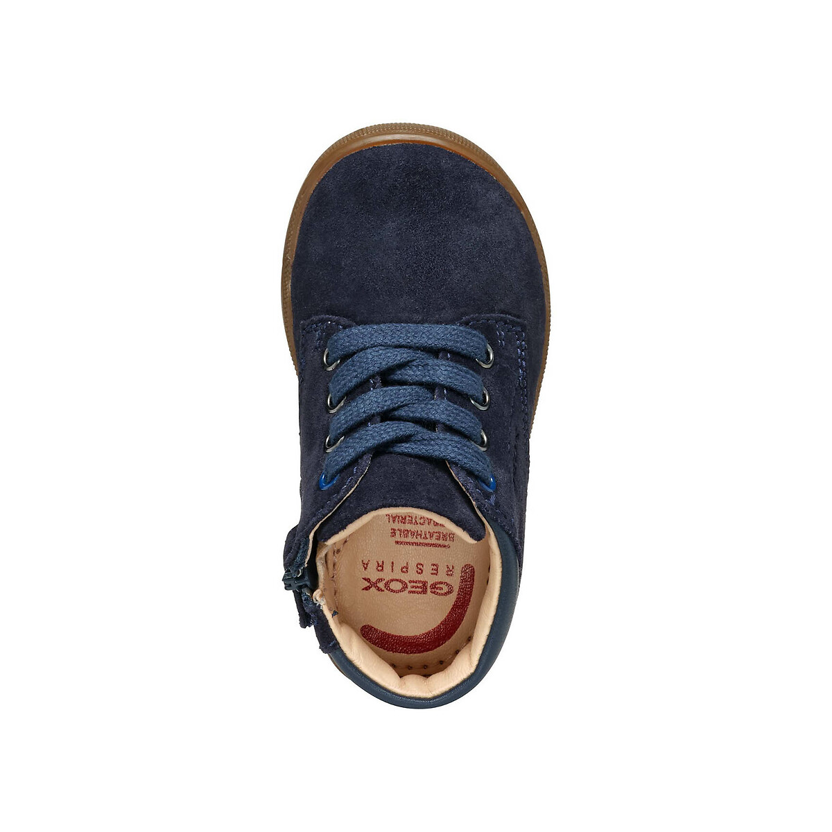 Kids Macchia Ankle Boots in Suede with Laces navy blue, GEOX