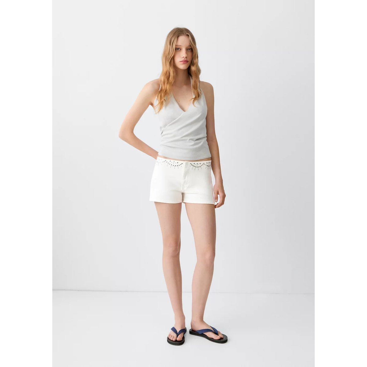 Mini short clouté blanc cassé, MANGO TEEN