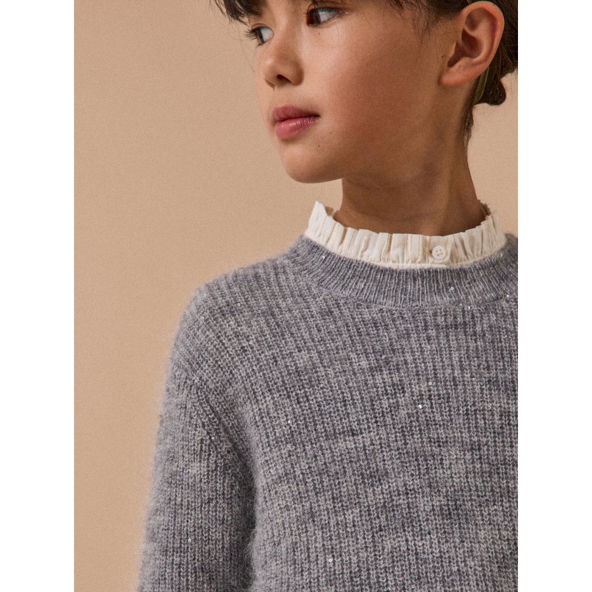 Pull en laine et mohair gris chine clair, CYRILLUS