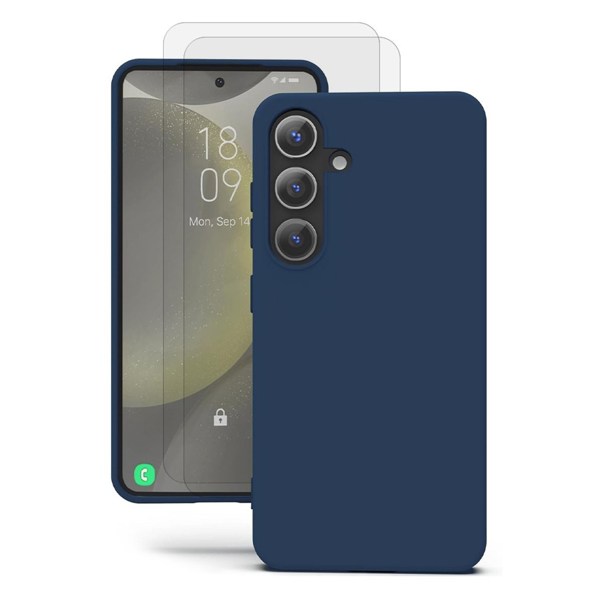Coque Galaxy S24 Plus antichoc + 2 vitres bleu, EVETANE
