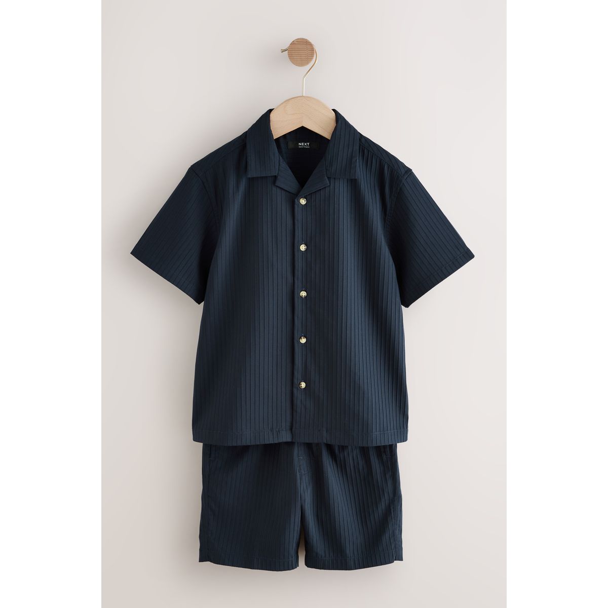 Chemise texturée, col revers short ensemble bleu marine, NEXT