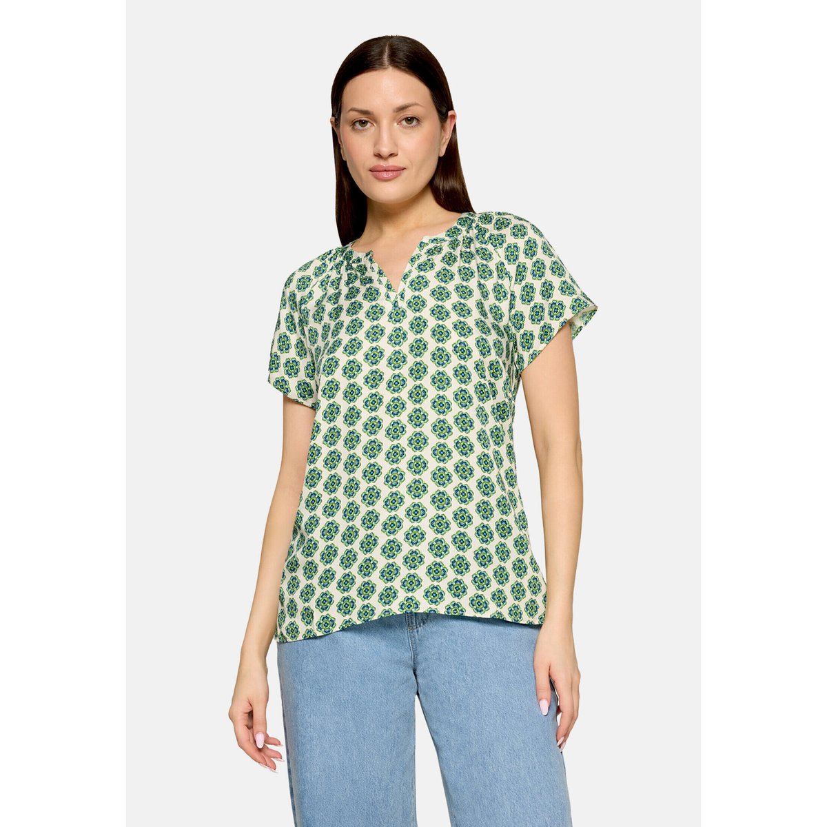 T-shirt façon blouse à ruches green/blue, CARTOON