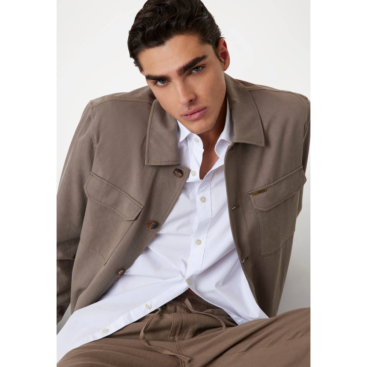 Surchemise Lyocell Mélangé marron claire, GUESS