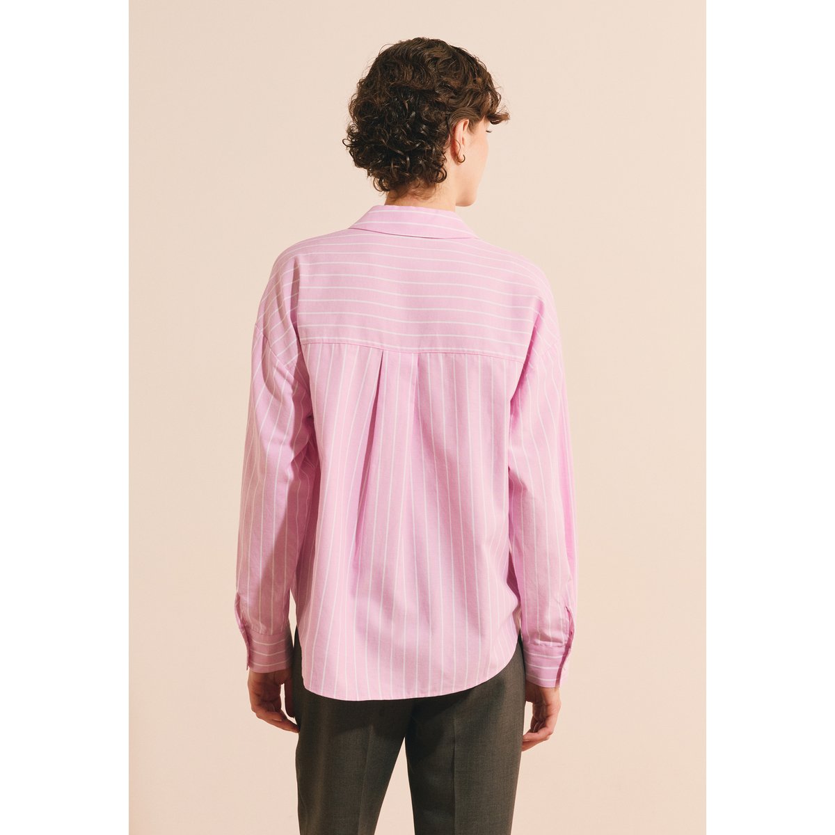 Chemise en coton ELEANOX RAY imp fond rose, ETAM