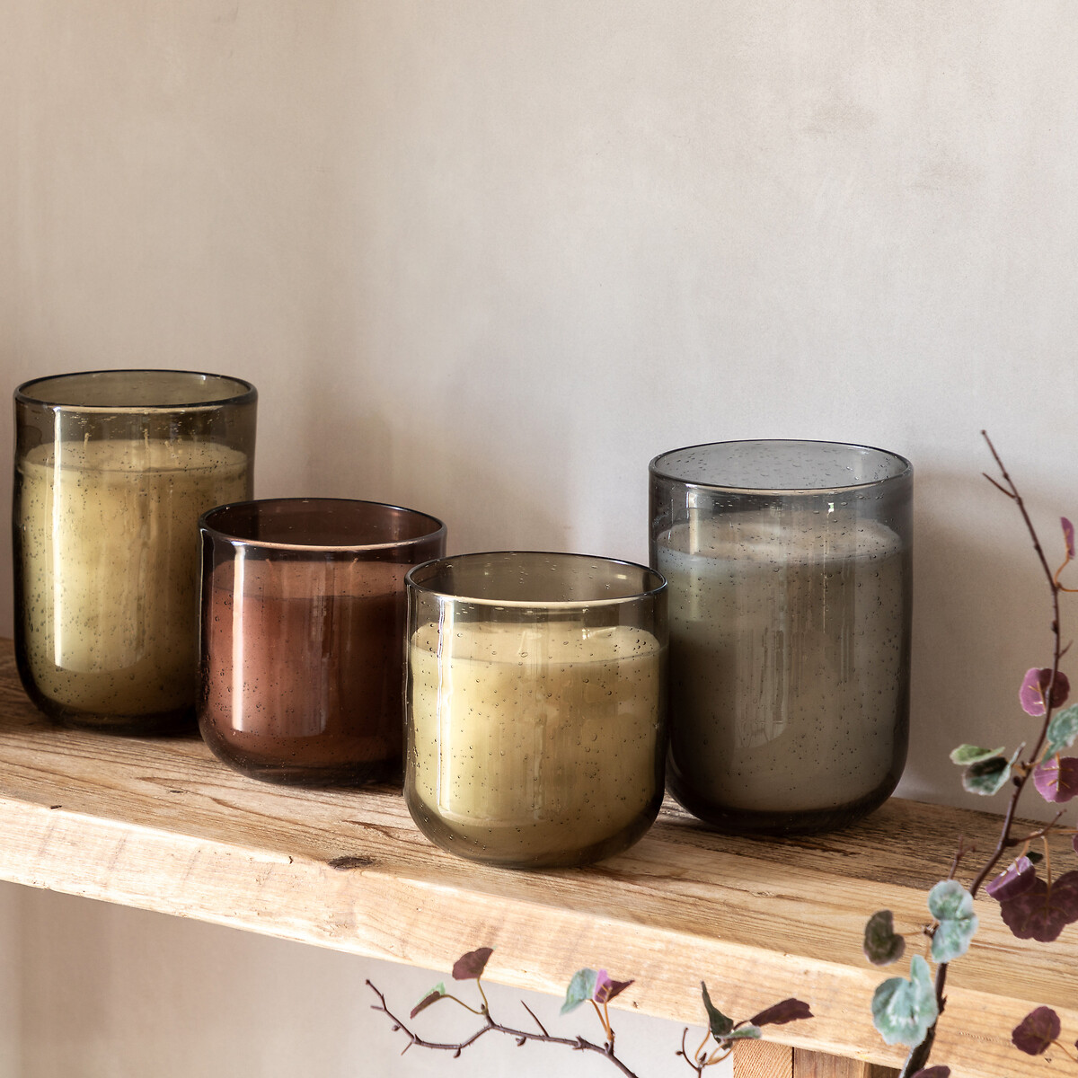 Large Rose Oud Filled Glass Candle grey, ÉDITÉ