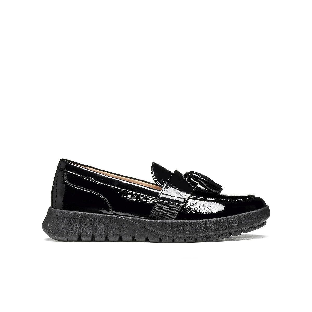 Mocassins compensés vernis, FLEXTRIDE noir, GEOX