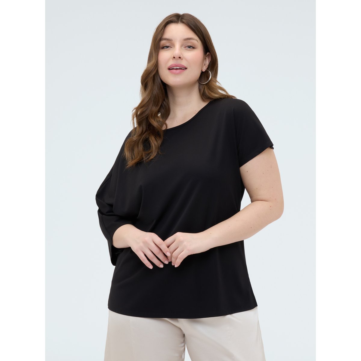 T-shirt manches asymétriques noir, FIORELLA RUBINO