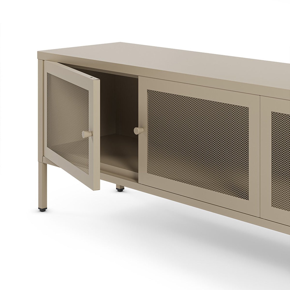 Meuble TV en métal 4 portes, 160 cm - LATEM beige, MAISON PAVANE