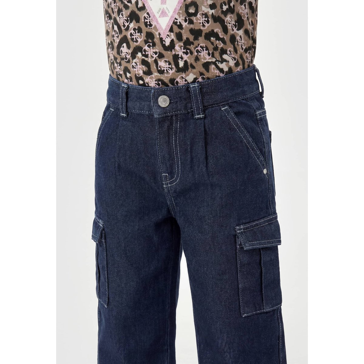 Jeans Cargo Wide Leg bleu foncé, GUESS KIDS