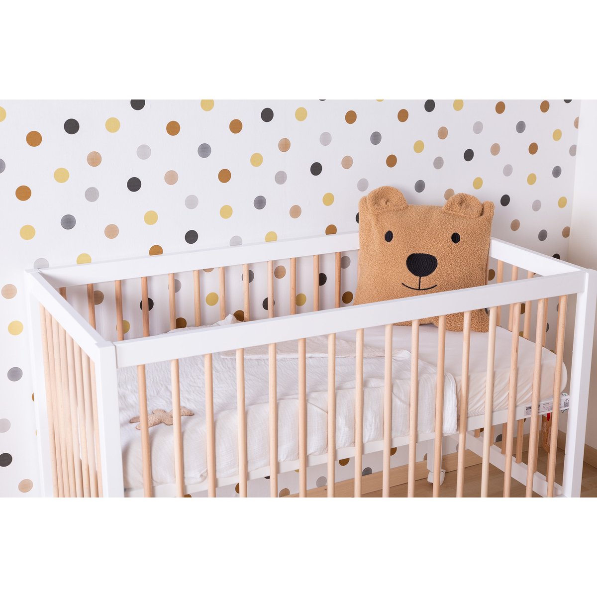 Lit bébé sommier à lattes hauteur réglage 120x60 cm blanc, CHILDHOME