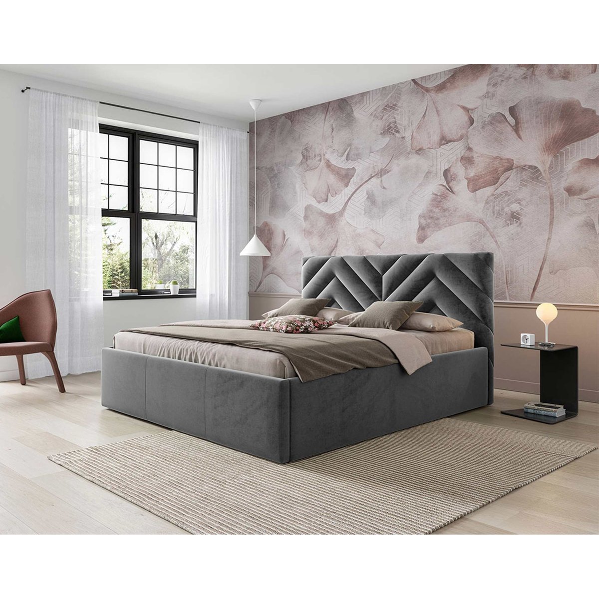 Lit coffre - SANTIAGO gris, BEST MOBILIER
