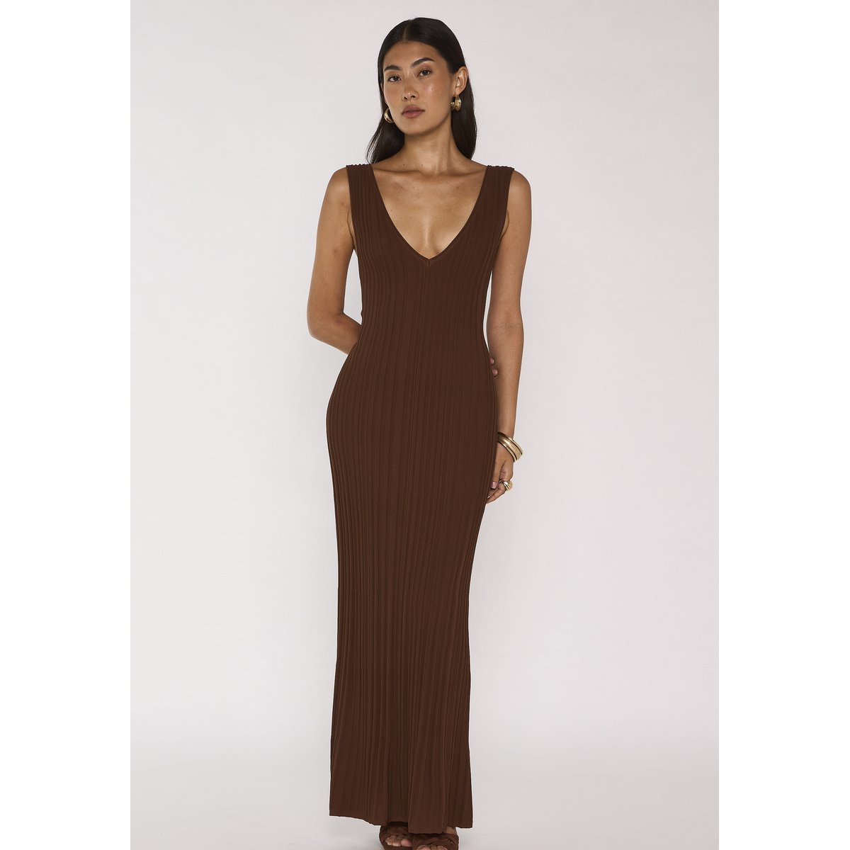 Robe maille droite PRETTY caramel, Maison 123