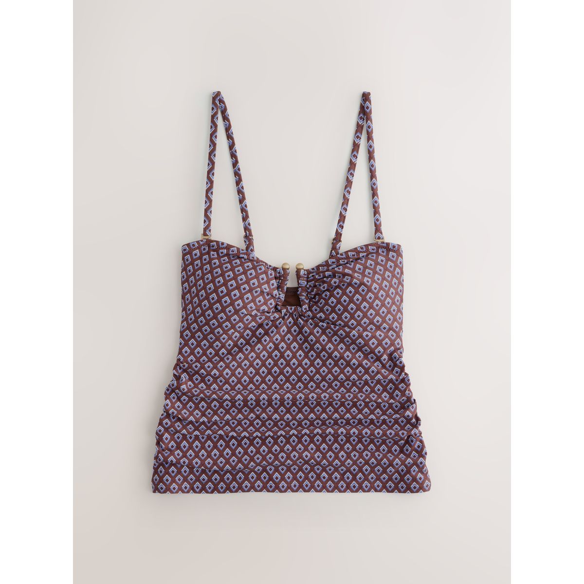 Haut de tankini bandeau géométrique marron chocolat, NEXT