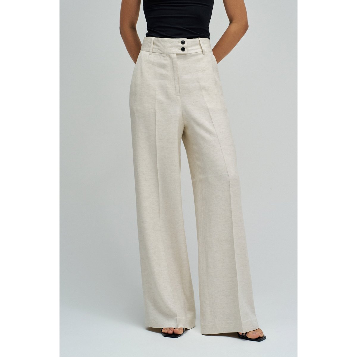 PANTALONS CHINO WIDE EN LIN beige, SALSA JEANS