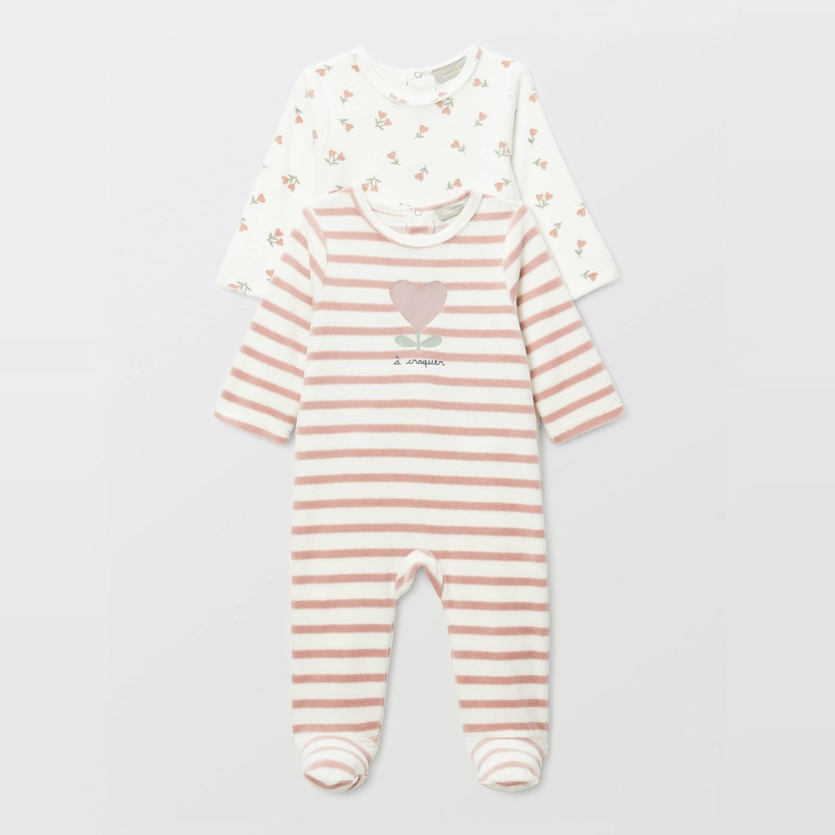 Lot de 2 dors-bien en velours en coton BIO GOTS misty, BOUT'CHOU