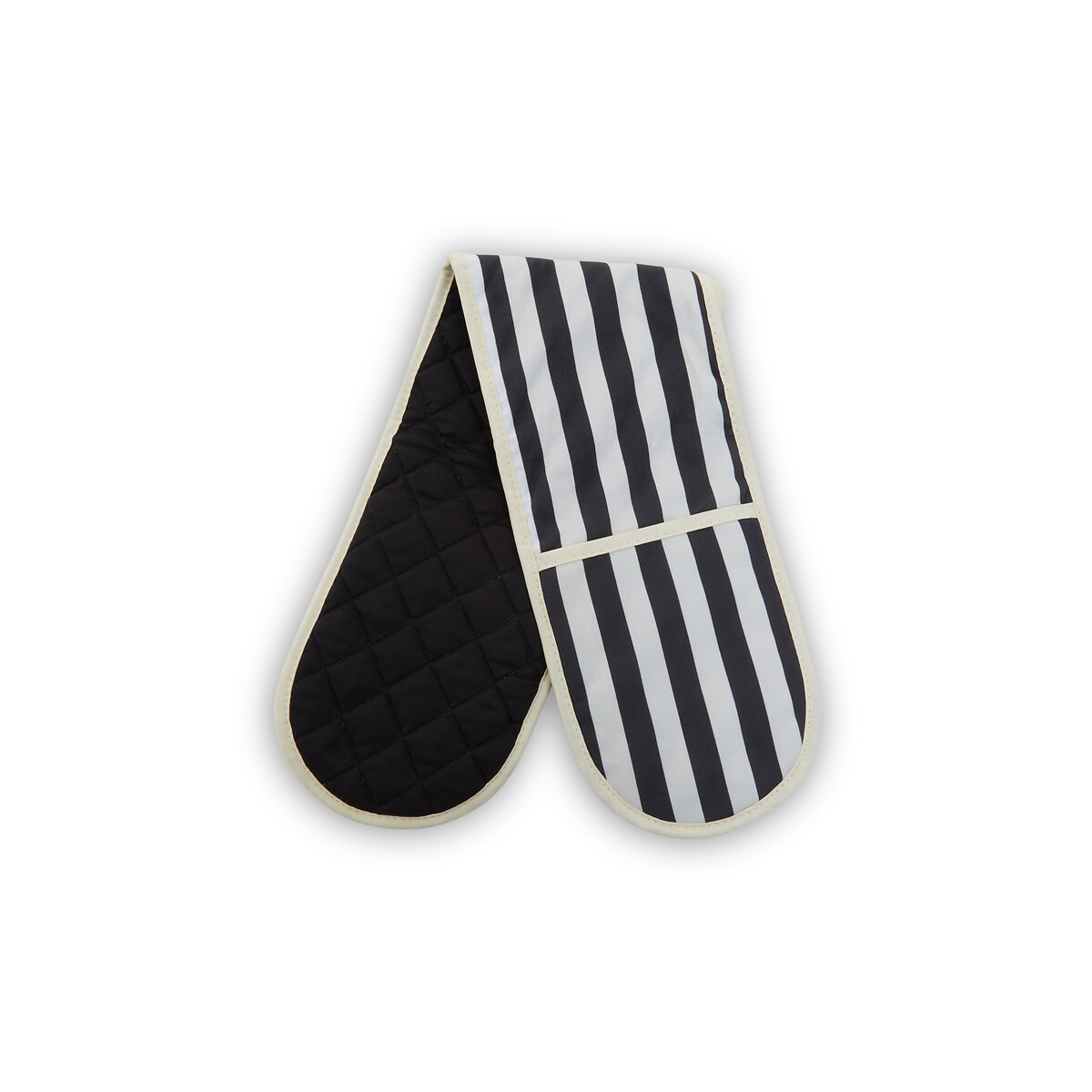 Cotton Double Oven Glove in Stripe black, SO'HOME
