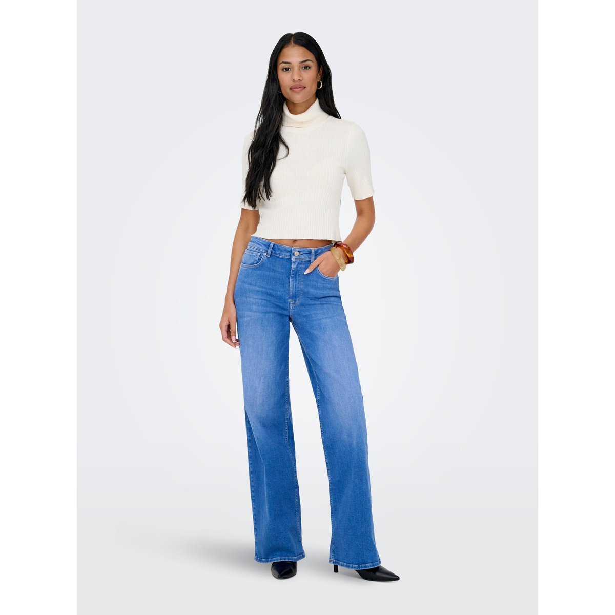 Jean À Jambe Large special bright blue denim, ONLY
