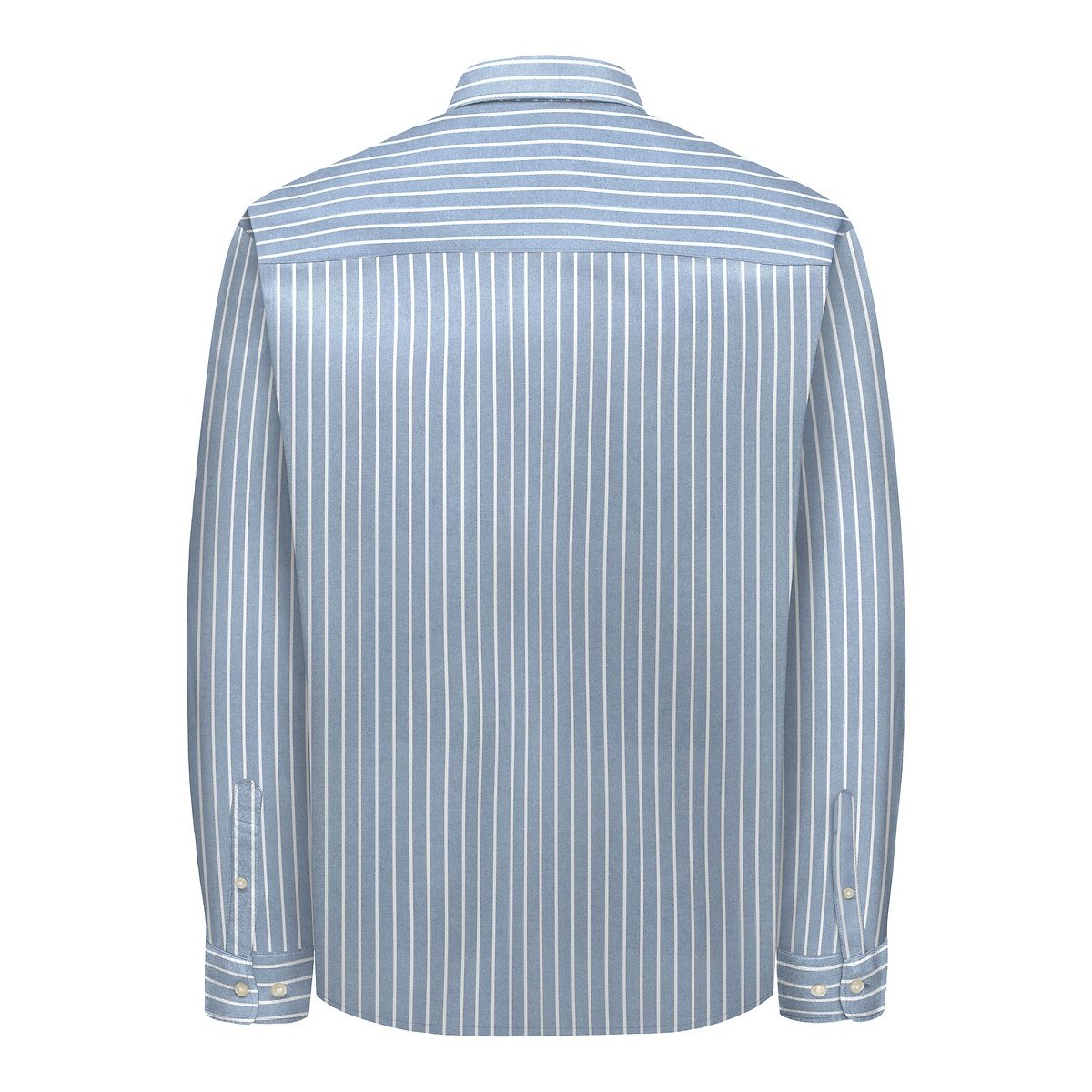 Chemise manches longues Oxford bleu rayé, ONLY & SONS