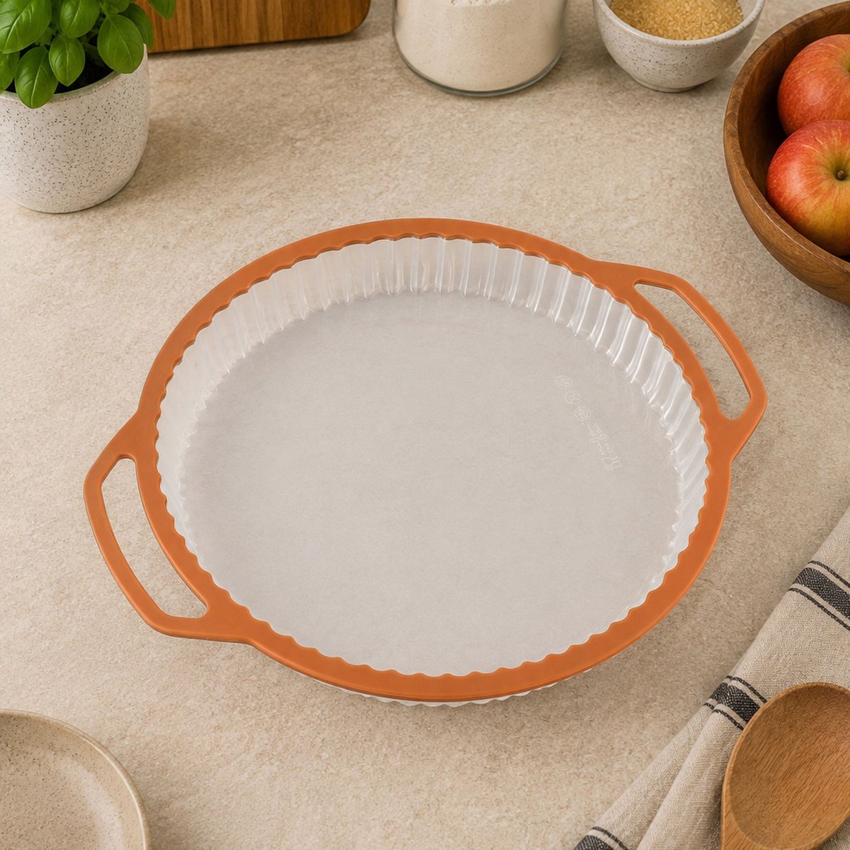 Moule à tarte 26cm en silicone et acier carbone, MADY orange-transparent, MENASTYL