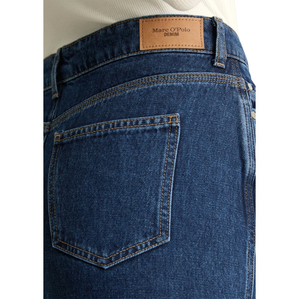 Maxi-jupe en jean regular en denim rigide sans élasthanne bleu foncé, MARC O’POLO DENIM