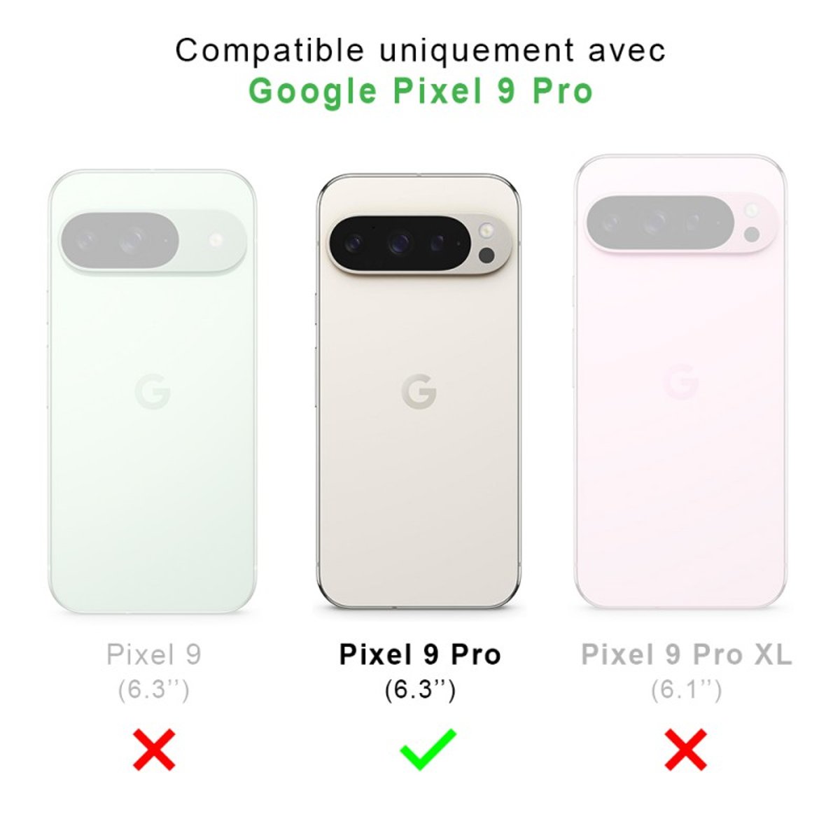 Coque anti-choc souple angles renforcés Pixel 9 Pro transparent, EVETANE