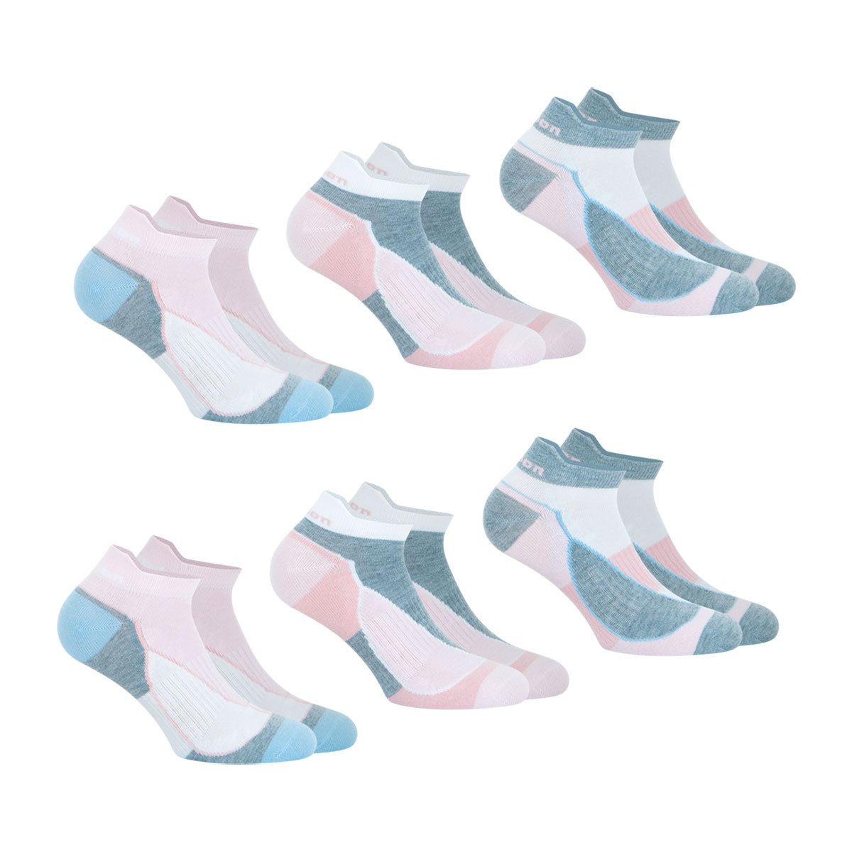 Chaussettes basses, Lot de 6 paires, SPORT blanc-gris-rose-blanc-gris-rose, WILSON