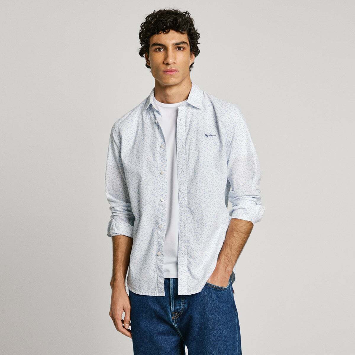 Chemise Imprimée Coupe Regular En Popeline blanc, PEPE JEANS