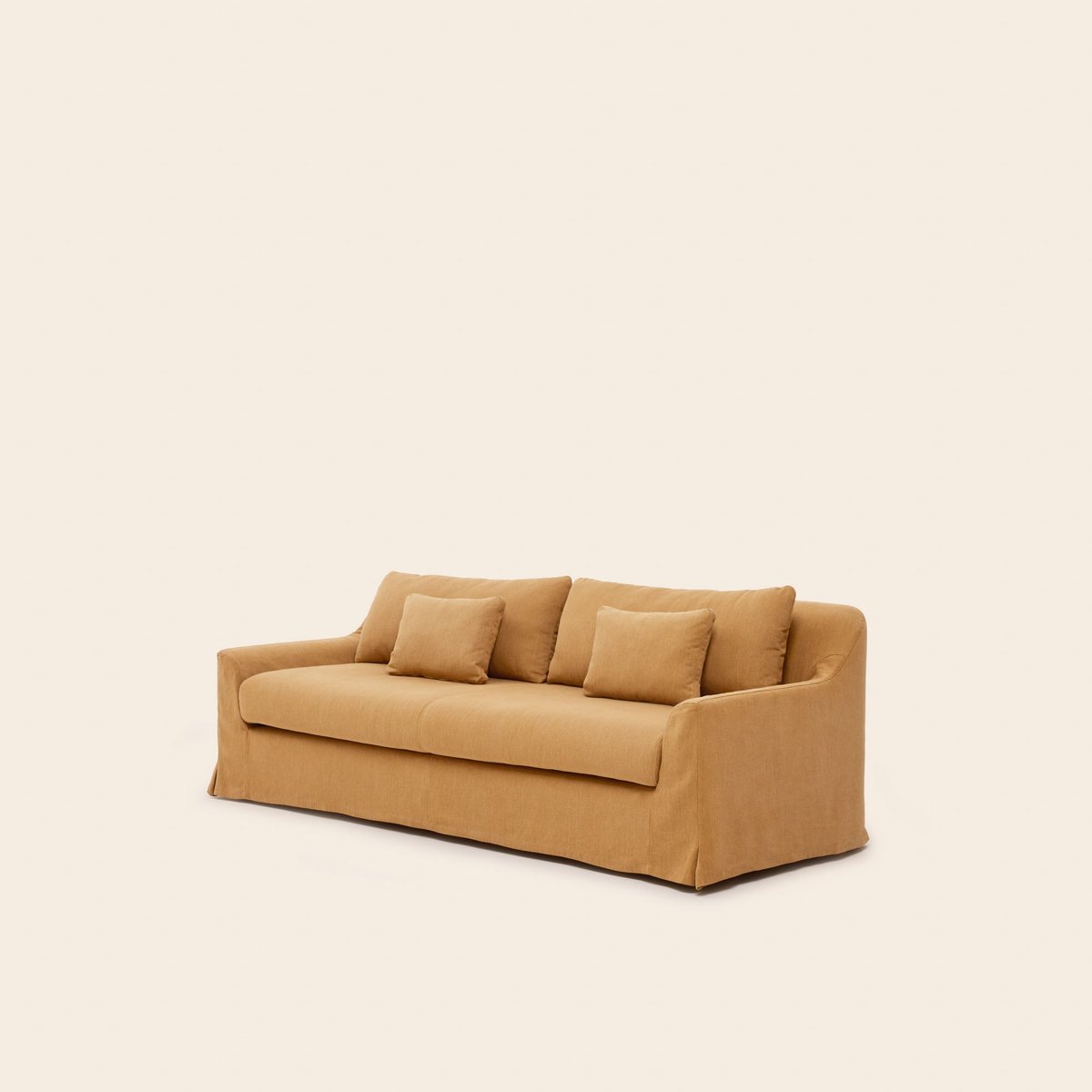 Canapé 3 Places en tissu chenille moelleuse CLARIBEL barbate caramel, MADURA