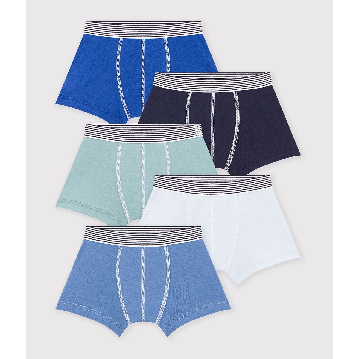Lot de 5 boxers en coton multicolore, PETIT BATEAU