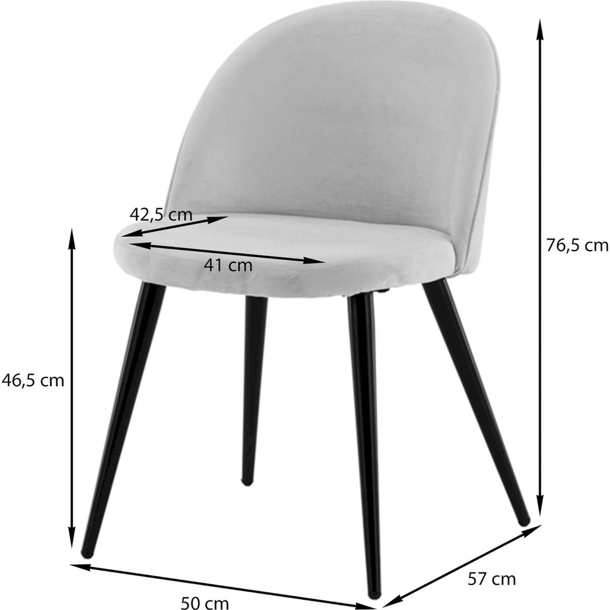 Chaise tapissée dossier arrondi DILLIZE noir velours, RECOLLECTION