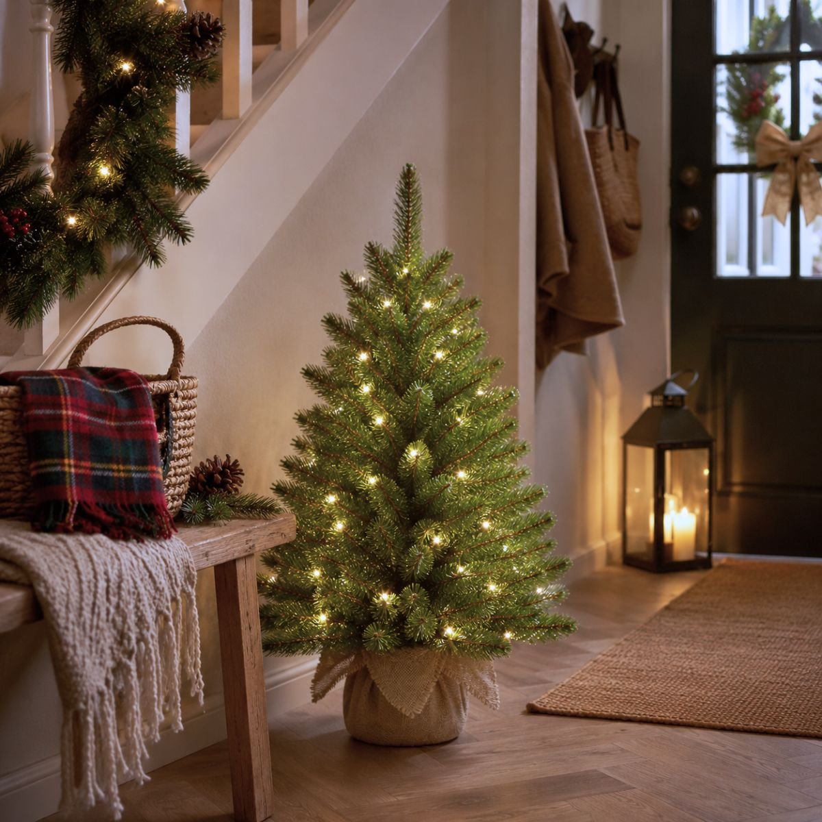 Sapin de Noël artificiel dans un sac en jute H90 cm FOREST FROSTED vert, TRIUMPH TREE