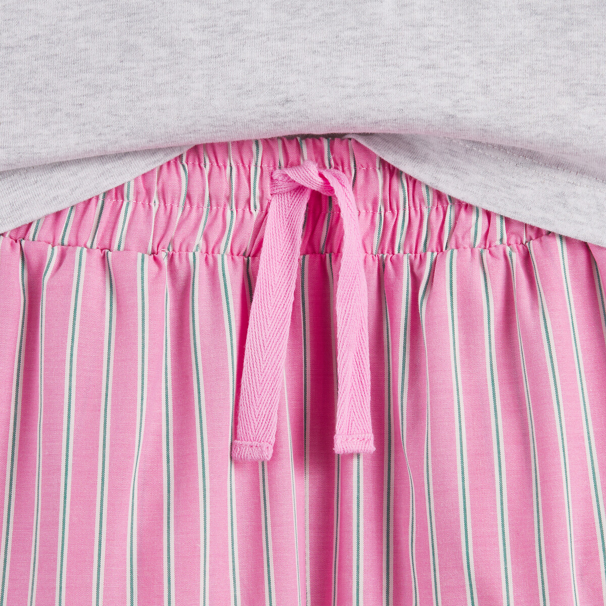 Pyjama coton, T-shirt et pantalon rayé gris/rose, LA REDOUTE COLLECTIONS