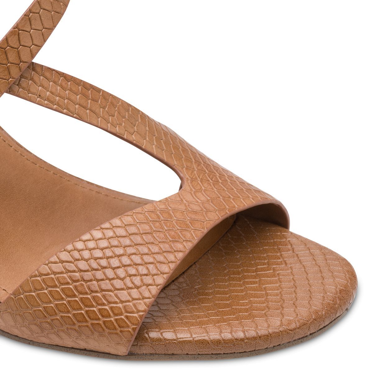 Sandale à talon en cuir marron cognac antilope combiné, TAMARIS
