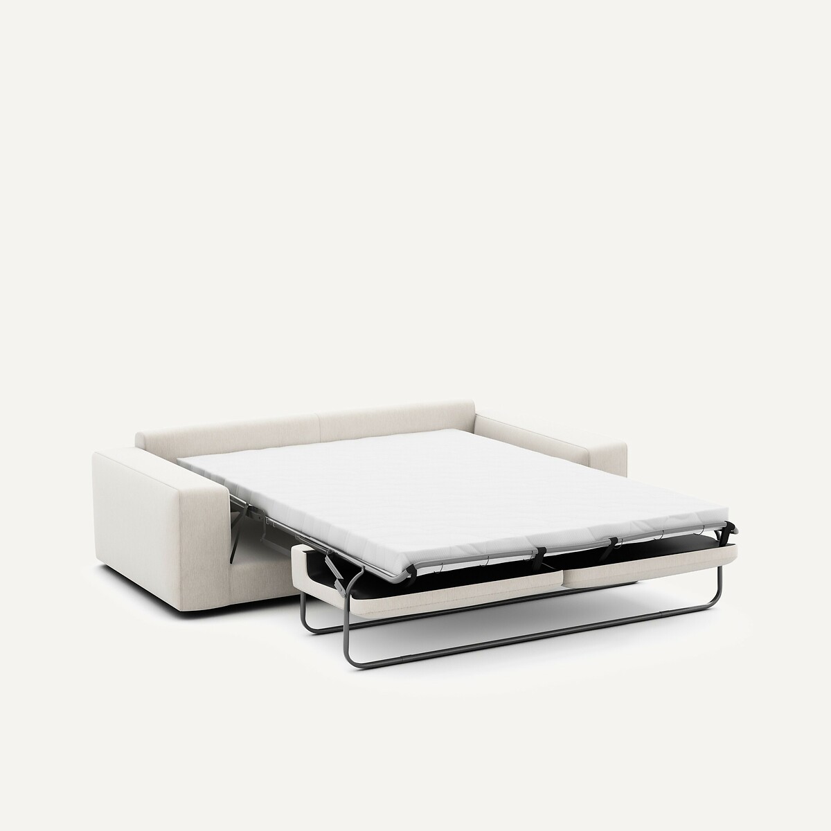 Canapé convertible 3 places, en velours chenille, Skander blanc, AM.PM
