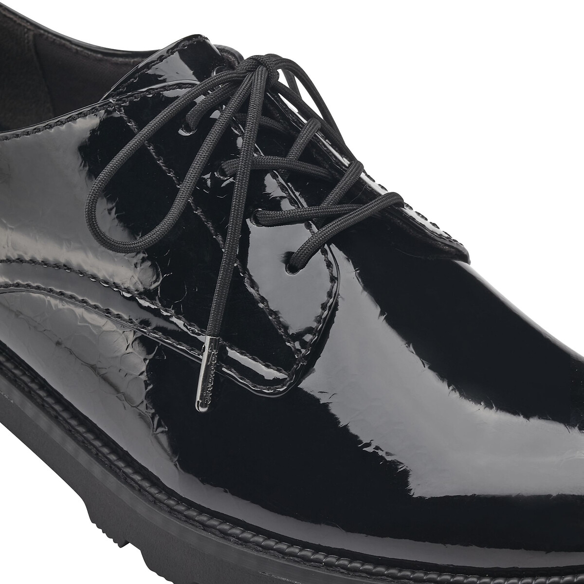Derbies en cuir noir verni, TAMARIS