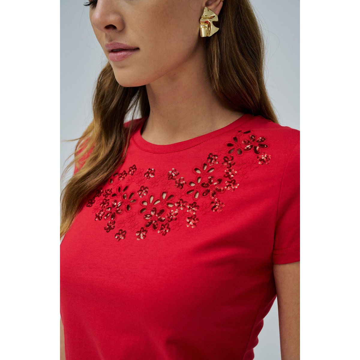 T-SHIRT AVEC BRODERIE rouge, SALSA JEANS