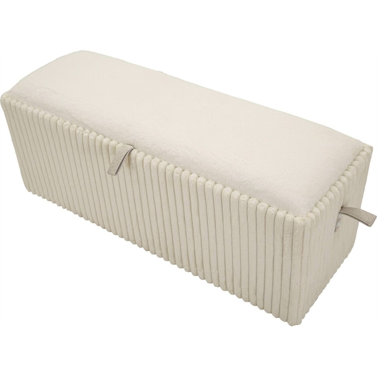 Banc coffre scandinave tissu côtelé MODERN blanc écru, RECOLLECTION