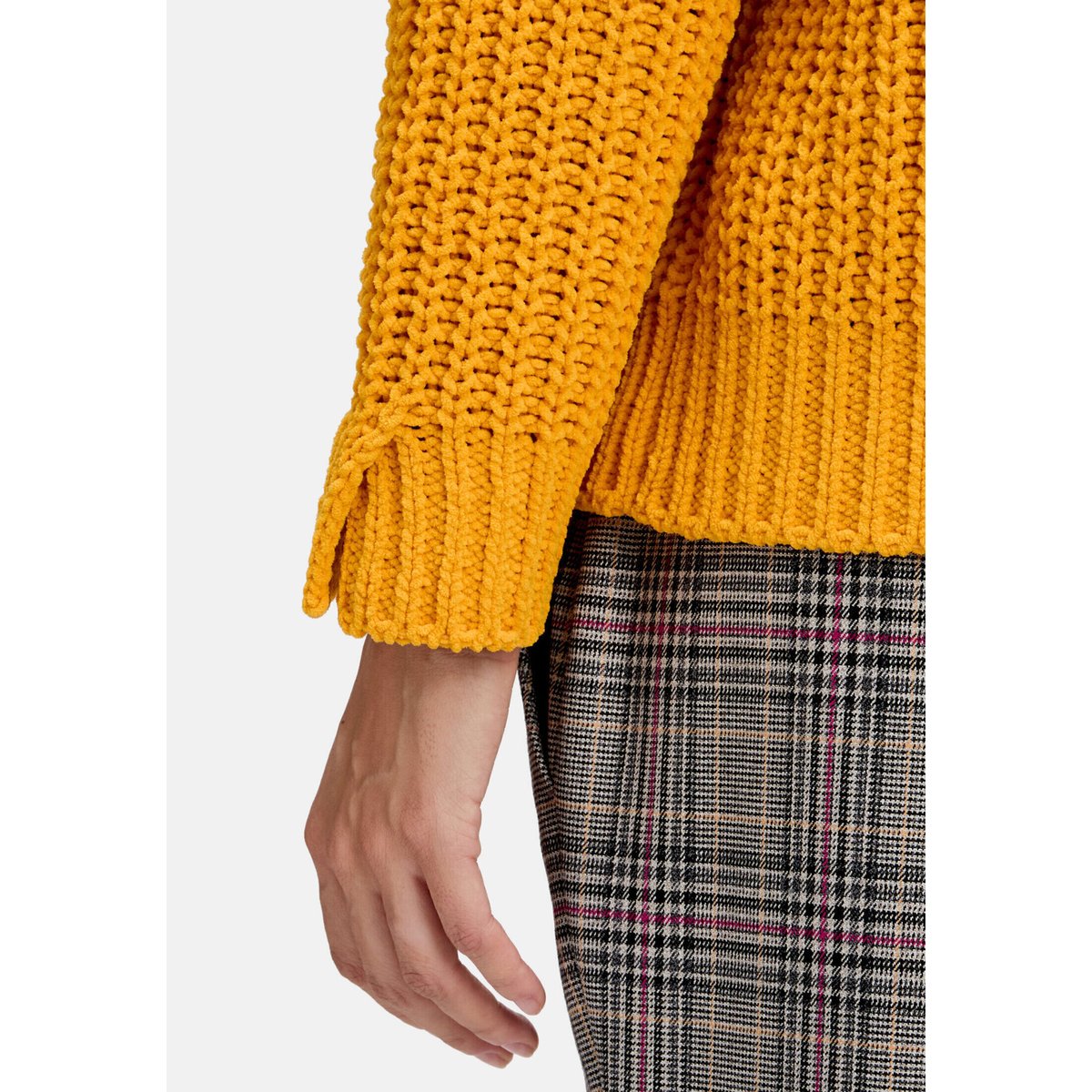 Pull-over en maille à col droit golden orange, CARTOON
