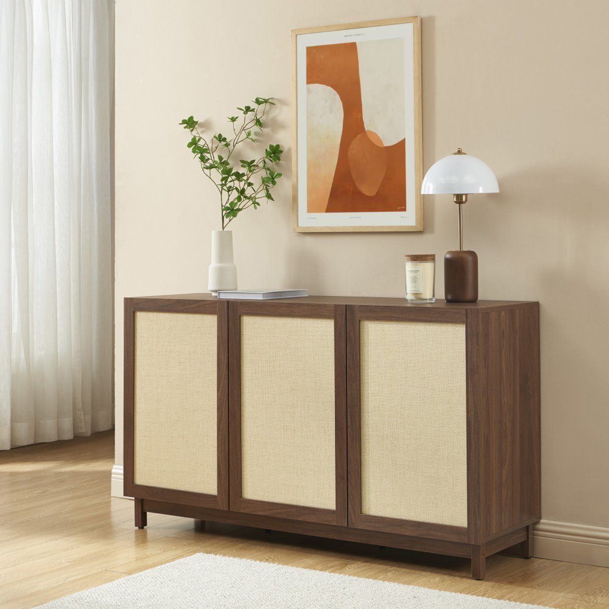 Buffet 3 portes en bois L140cm- ESTELA bois foncé, DRAWER
