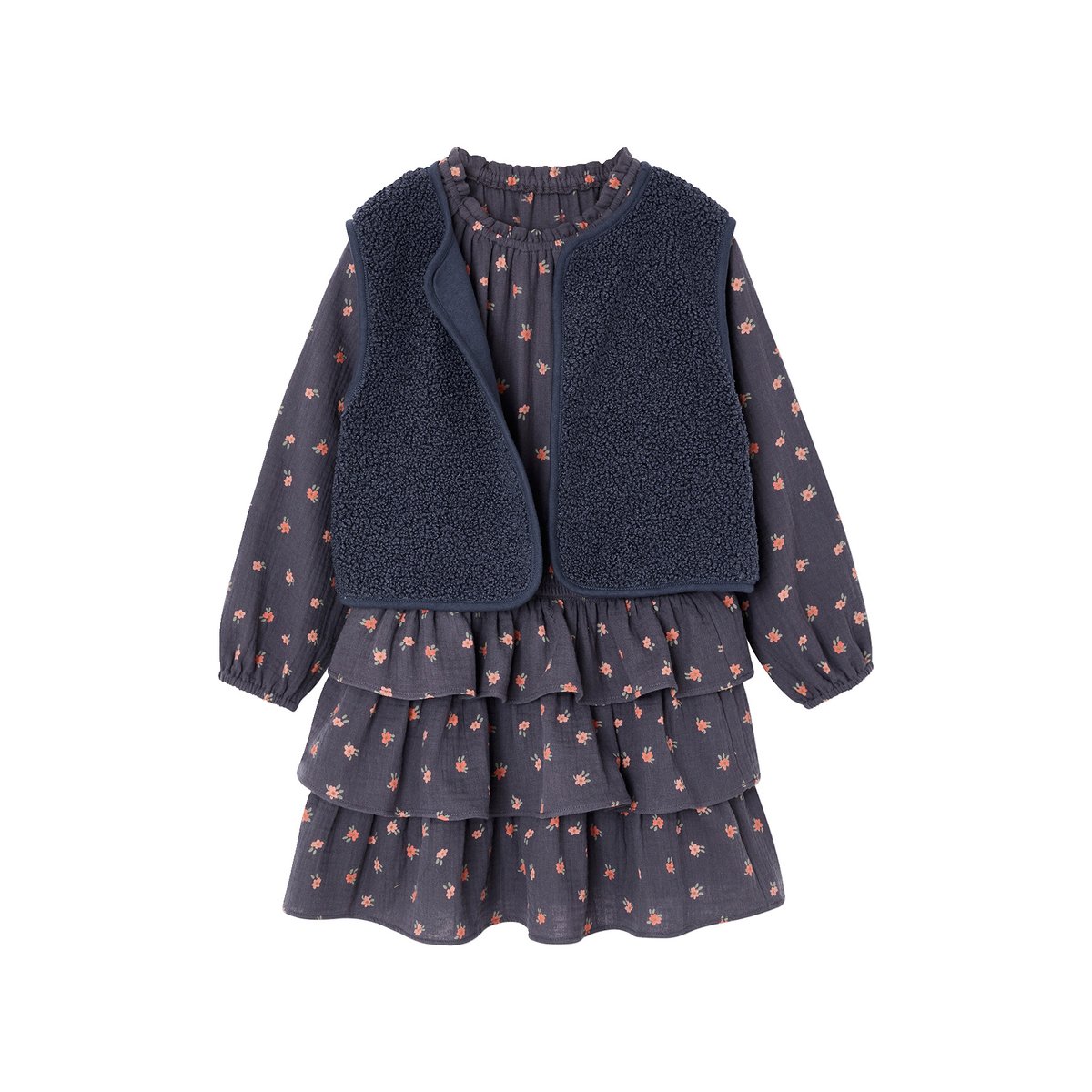 Ensemble robe et veste bleu ardoise, VERTBAUDET