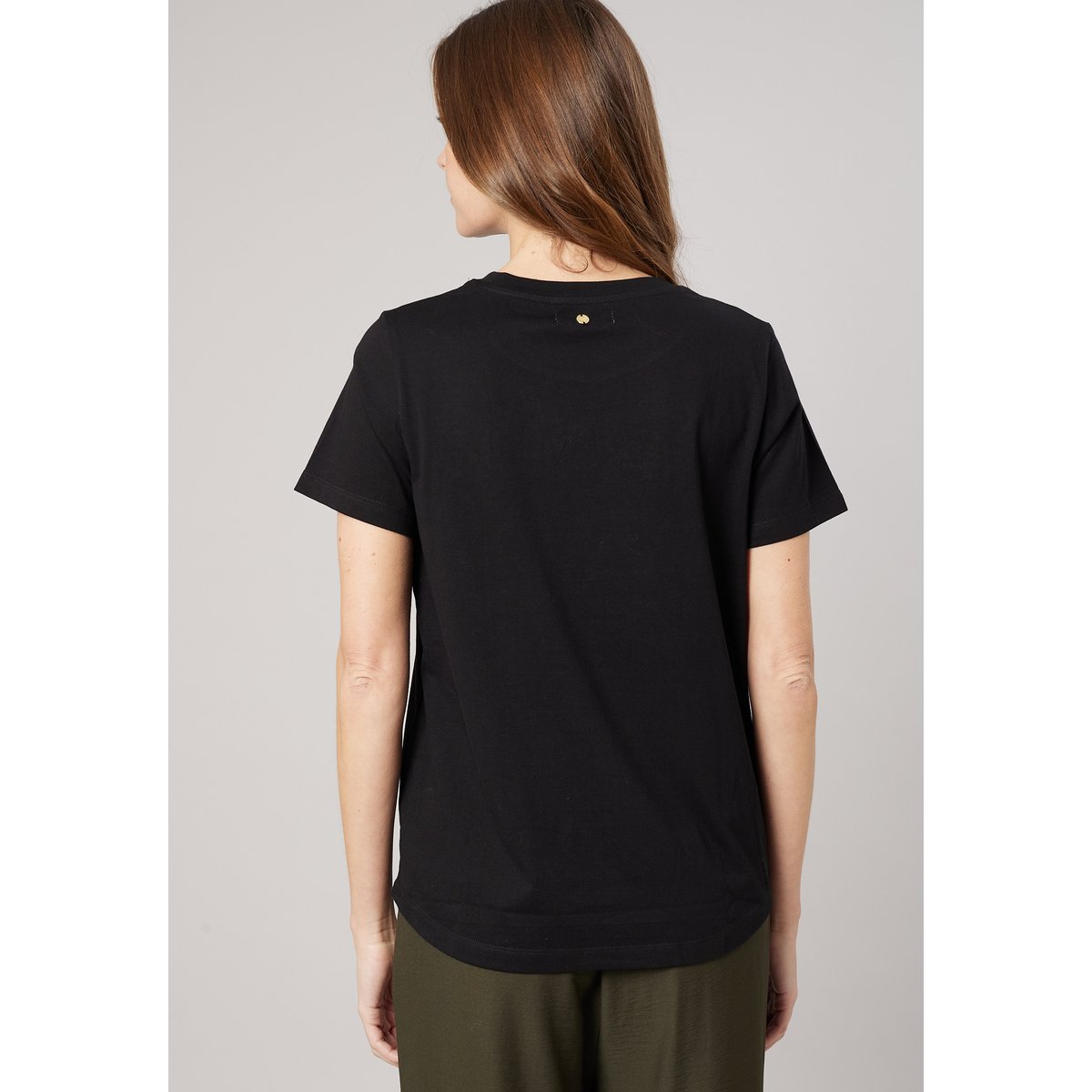 T-shirt regular femme en 100% coton inscription amour en léopard LYANA noir, DEELUXE